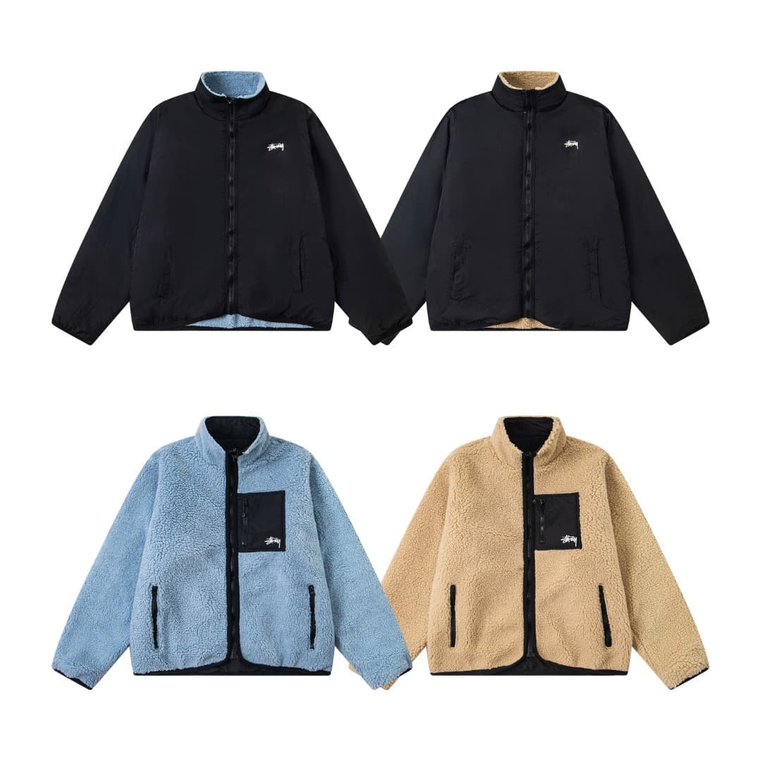 Stussy fleece jacket - reversible
